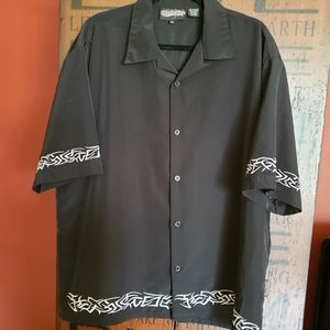 Sapphire Lounge Mens Size XL Barbed Wire Black Polyester Short Sleeve Shirt
